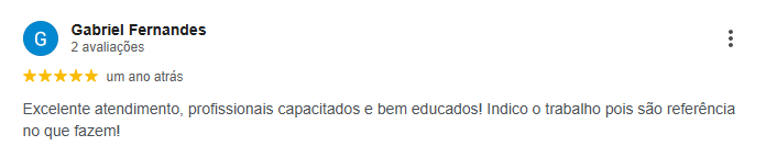 Avaliação 5 estrelas de Gabriel Fernandes no Google
