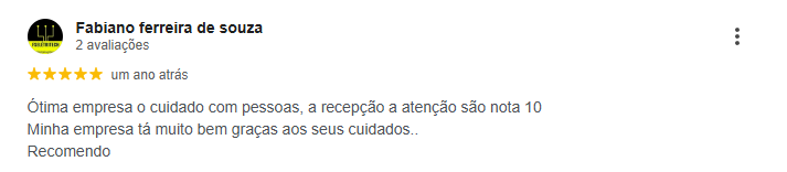 Avaliação 5 estrelas de Fabiano Ferreira de Souza no Google