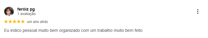 Avaliação 5 estrelas de feröiz pg no Google
